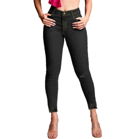 Jeans Dama Shendy Vendy Stretch Mezclilla Levanta Pompa Tiro Colombiano