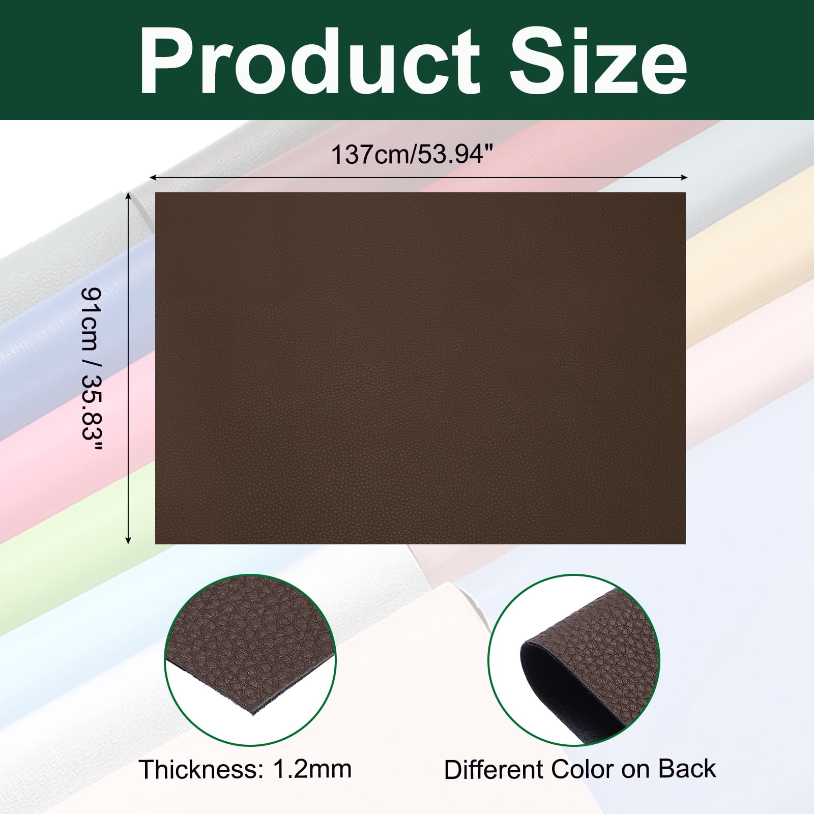 Uxcell Faux Leather Fabric Sheets, 54x36 Inch Waterproof Solid Soft PU Synthetic Leather Sheet for Upholstery Replacement Renovate Sofa Furniture Bag Crafts DIY Sewings(Brown)