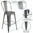 thumbnail image 6 of Merrick Lane 30" Metal Indoor-Outdoor Counter Stool with Vertical Slat Back and Integrated Footrest in Distressed Silver, 6 of 15