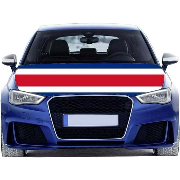 Costa Rica Flag Oversized Car Hood Cover 3.3X5FT/6X7FT 100% Polyester Elastic Fabrics Can be Washed Suitable for Large SUV and Pickup Trucks ( 6X7FT)