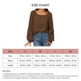 thumbnail image 5 of Dark Brown Women's Fashion Top with Square Neck, Pure Color, Lantern Long Sleeves, and Casual Hem, 5 of 5