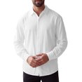 thumbnail image 5 of INSPIRE CHIC Back to School Men's Long Sleeve Button Down Solid Linen Dress Shirt M White, 5 of 6