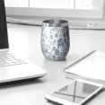 thumbnail image 3 of 12oz Stemless Wine Tumblers Pioneer Flower Floral Print Pattern Vacuum Insulated Stainless Steel Travel Tumbler Cups Mug with Lid and Straw for Champaign,Cocktail,Beer with Cleaning Brush, 3 of 5