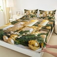 thumbnail image 3 of jejeloiu Luxury Xmas Gifts Full Size Sheets,Merry Christmas Bed Sheets,Happy New Year Sheet Sets For Kids,Ultra Soft Home Decor,4pcs, 3 of 7