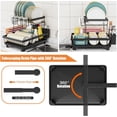 thumbnail image 4 of 2-Tier Dish Drying Rack with Drainboard, Large Capacity Dish Rack for Kitchen Counter, Adjustable 360° Rotating Drain Spout, Includes Utensil Holder & Cup Holder, Black, 4 of 5
