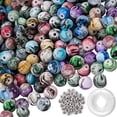 thumbnail image 1 of CHUANK Quefe 500pcs Craft Beads for Jewelry Making  for Bracelets Making Space Acrylic Beads in Ink Patterns with 50pcs Spacer Beads and Crystal String (8mm), 1 of 7