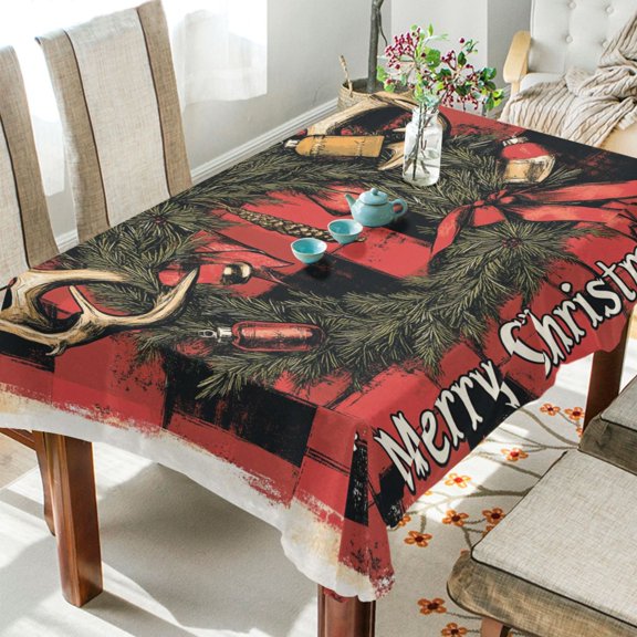 BZSMCE Square Tablecloth Freehand Christmas Bowknot Pattern Pattern Tableclothes