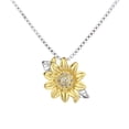 thumbnail image 2 of Amy and Annette Sterling Silver Two Tone Crystal Sunflower Necklace, 18 in Cable Chain, 2 of 6