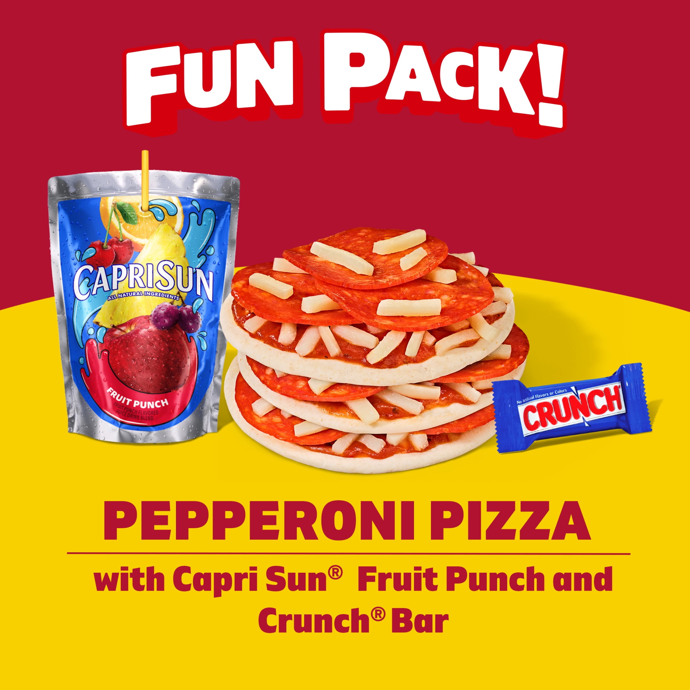 Lunchables Pepperoni Pizza with Capri Sun Fruit Punch and Crunch Bar Fun Pack, 4.7 oz & 6 fl oz Package