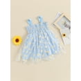 thumbnail image 4 of vera natura Baby Kids Girl’s Slip Dress, Sleeveless Flowers Print Pleated Summer Tulle Dress Princess Dress, 4 of 9
