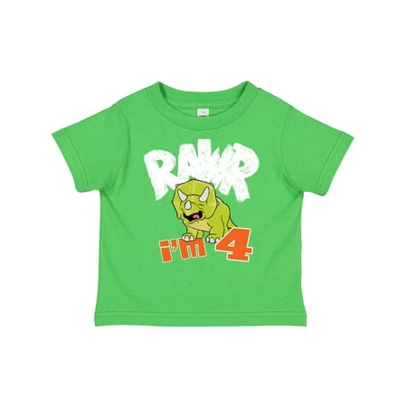 

Inktastic RAWR I m 4! Baby Triceratops Gift Toddler Boy or Toddler Girl T-Shirt