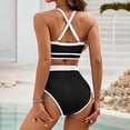 thumbnail image 3 of WILLBEST Traje de Baño Corto para Mujer, Traje de Baño de Dos Piezas de Cintura Alta para Mujer, conjunto de Traje de Baño deportivo con Bloques de Color para Baño Activo, 3 of 5