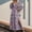 Purple, variant on Fall Winter Dresses for Women 2024 Women's Fall Dress Long Sleeve Maxi Dress 2024 Trendy Plus Size V-Neck Holiday Casual Floral Printed Split Dress