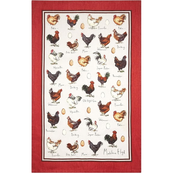Samuel Lamont Chicken Egg Cotton Tea Towel Adorable Farmyard Inspired Design Practical and Stylish Features Variety of Chicken Breed 6.69" x 13"