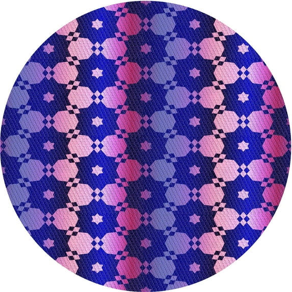 Ahgly Company Machine Washable Indoor Round Transitional Jasmine Purple Area Rugs, 3' Round