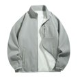 thumbnail image 2 of Heavyweight Fleece Lined Jacket Men Long Sleeve Casual Stand Collar Zip Up Jackets with Pockets Winter Warm Coat Outerwear, 2 of 6