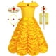 thumbnail image 1 of Vestido de princesa Aoiviss amarillo con hombros descubiertos para niñas con accesorios, 1 of 7