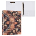 thumbnail image 3 of Retro Pattern Rustic 3 Ring Binders 1.5 inch Hardcover File Folders with Interior Pockets A4 Size Organizer for School Office Hospital Set of 2, 3 of 8