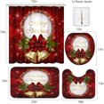 thumbnail image 2 of 4 Piece Shower Curtain Sets, Christmas Bell Red Green Gold with Non-Slip Rugs, Toilet Lid Cover and Bath Mat, for Bathroom Decor Set, 72" x 72", 2 of 11