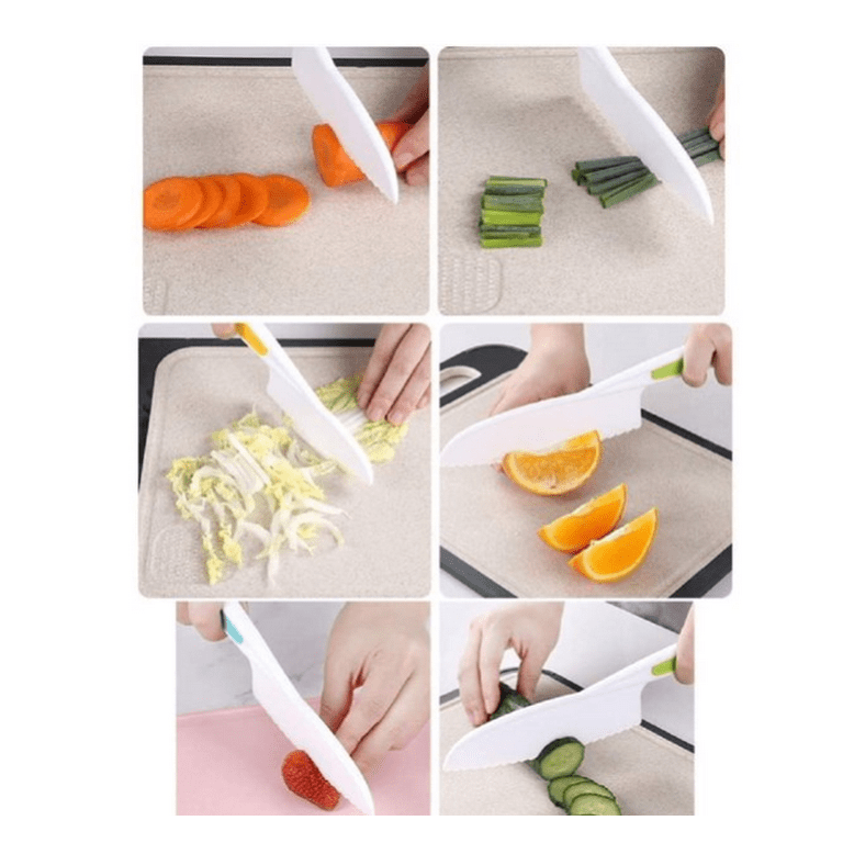 MODANU Plastic Kitchen Knife Set of 3, Nylon Kitchen Knives for Kids, Safe  Colorful Plastic Cooking Knives for Children