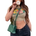 thumbnail image 3 of goowrom Women Crop Tops Cartoon Mushroom Print T-Shirt, 3 of 10