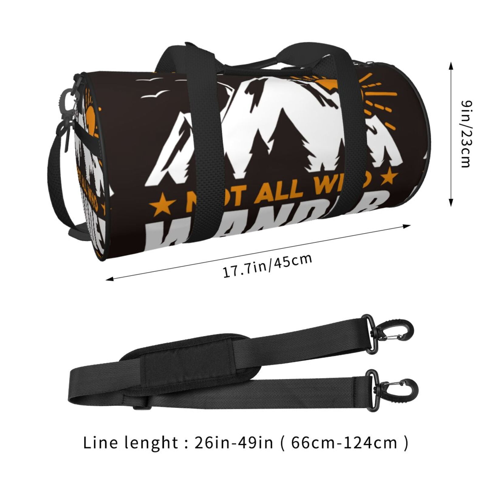 Vsdgher Not All Who Wander Are Lost4 45L Foldable Duffel Bag, Sports Gym Bag,Overnight Bag, Portable Weekender Bag for Airplanes