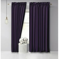 Vargottam Cotton Slub Purple Curtains 56 Inch Window Curtain Rod Pocket Window Panels For Bedroom 2 Panels