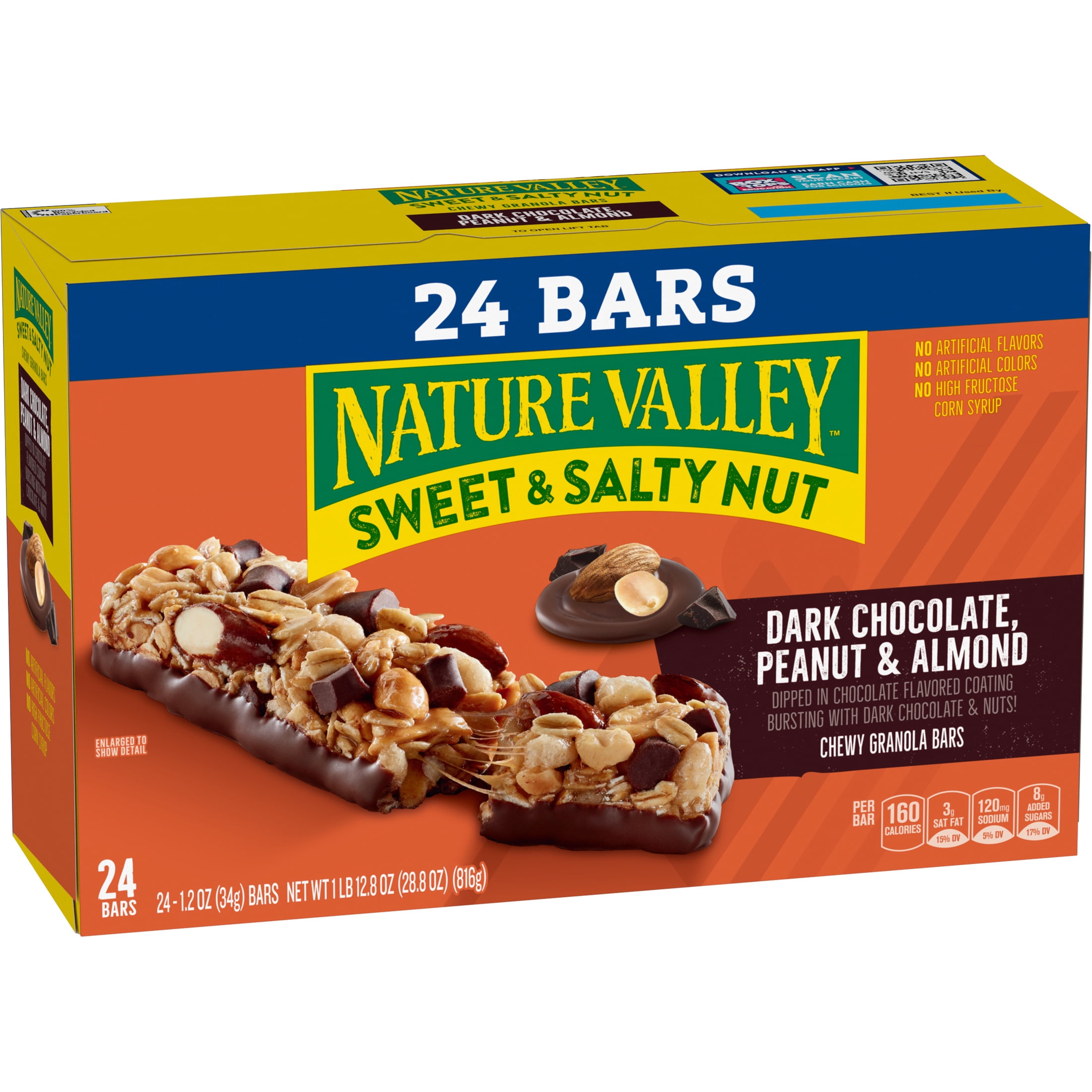 (4 pack) Nature Valley Sweet and Salty Nut Bars, Dark Chocolate Peanut Almond, 24 Bars, 28.8 oz