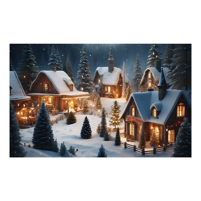 Large Christmas Holiday Pattern Outdoor Garage Door Banner for Home Wall and Season Decoration Display