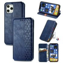 Dteck for Apple iPhone 12 Pro Max Premium Leather Case, Shockproof Wallet Cover Magnetic Flip Case Cash & Card Slot PU Leather Phone Cover (Blue)