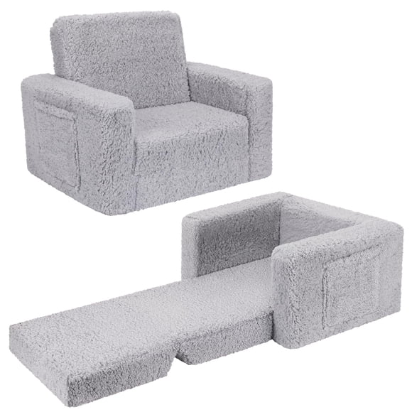 Sofá y silla para niños pequeños Sofá convertible SLIGUY con funda de sherpa