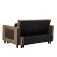 thumbnail image 4 of Convertible Sofa Bed with Adjustable Backrest, Pull-Out Sleeper Sofa with 2 Side Coffee Tables and 2 Lumbar Pillows, Small Loveseat Sofa with Solid Wood Frame for Living Room, Bedroom, 4 of 7