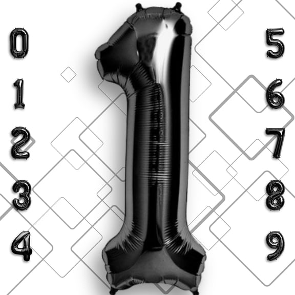 Black Number 1 Foil Balloon 16 inch Small - Air Fill Only Metallic Mylar Balloons Number 1 for 1st Birthday Party, First Anniversary, Graduation