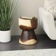 thumbnail image 2 of DecMode 14" x 18" Brown Wood Handmade Hourglass Accent Table with Natural Wood Grain, 1-Piece, 2 of 9