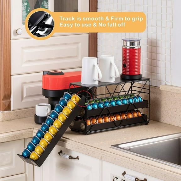 Vertuo Pod Holder with 3 Tier Storage (60 Pods Capacity) - Modern Coffee Pod Organizer