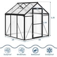 thumbnail image 4 of Qinain 6x6 FT Greenhouse for Outdoors, Polycarbonate Greenhouse with Roof Vent, Ground Nails,, 4 of 8