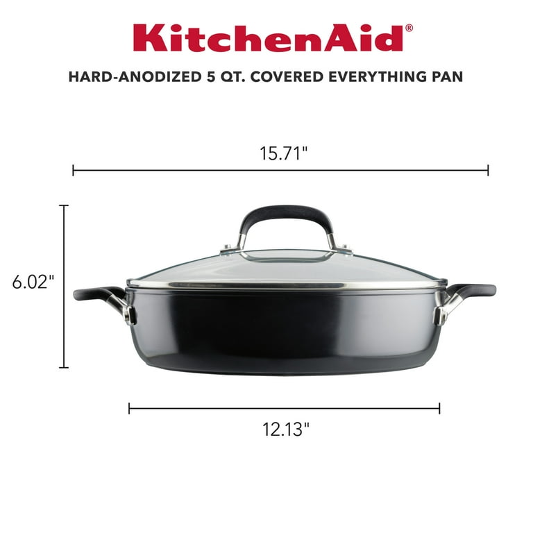 KitchenAid Hard Anodized Nonstick Saute Pan with Lid, 5-Quart, Onyx Black