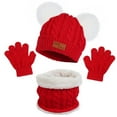 thumbnail image 2 of 3Pcs/Set Winter Baby Beanie Heat Neckerchief Gloves Set Plush Balls Decor Knitting Hat Thickened Scarf Solid Color Gloves Set, 2 of 8