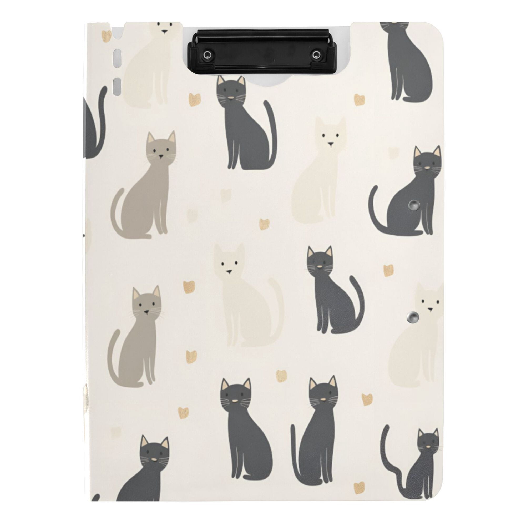 FORMRS A4 Clipboard Folder with Pen Holder Horizontal Foldable School Office Binder, Black Cute Cats