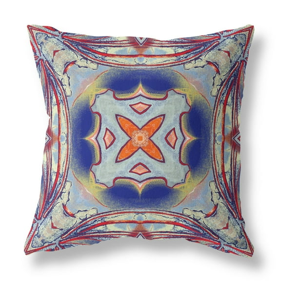 HomeRoots 412014 20 in. Red & Blue Geo Tribal Suede Throw Pillow, Multi Color