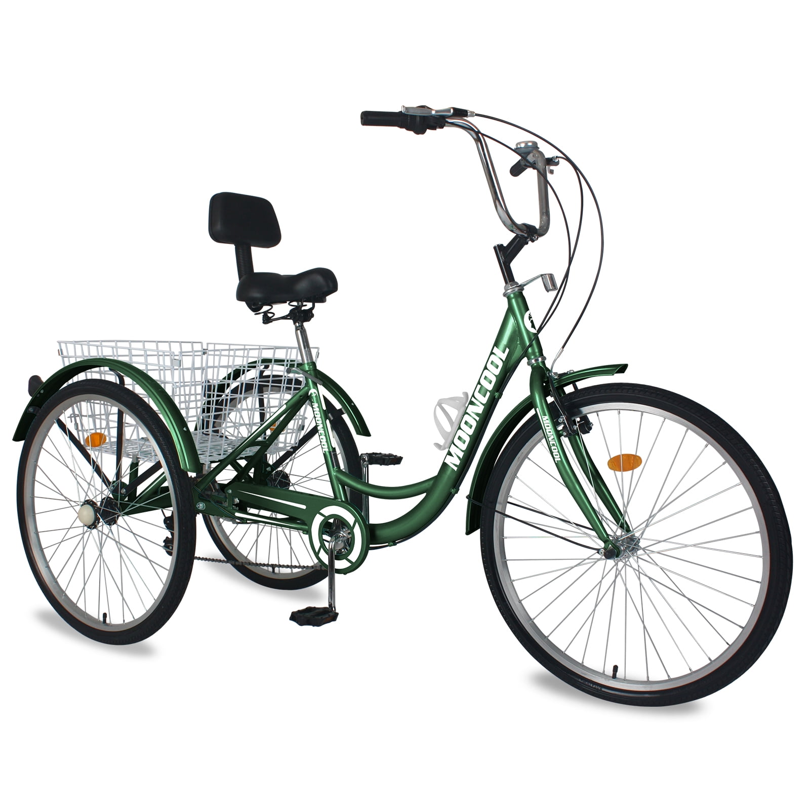 Women Men. Three-Wheeled Bicycles Cruise Trike with Shopping Basket for Seniors Adult Trikes 26 inch 3 Wheel Bikes MOONCOOL Adult Tricycles Single Speed