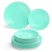 120 Pcs Heavy Duty Plastic Dinnerware Set - 60-10" & 60-8" Green Plates for 60 Guests