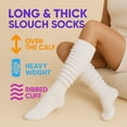 thumbnail image 4 of Women's Extra Long Slouch Socks Knee High Cotton Blend Pack of 2 Shoe Size 5-10 Retro 80s Style (White), 4 of 11