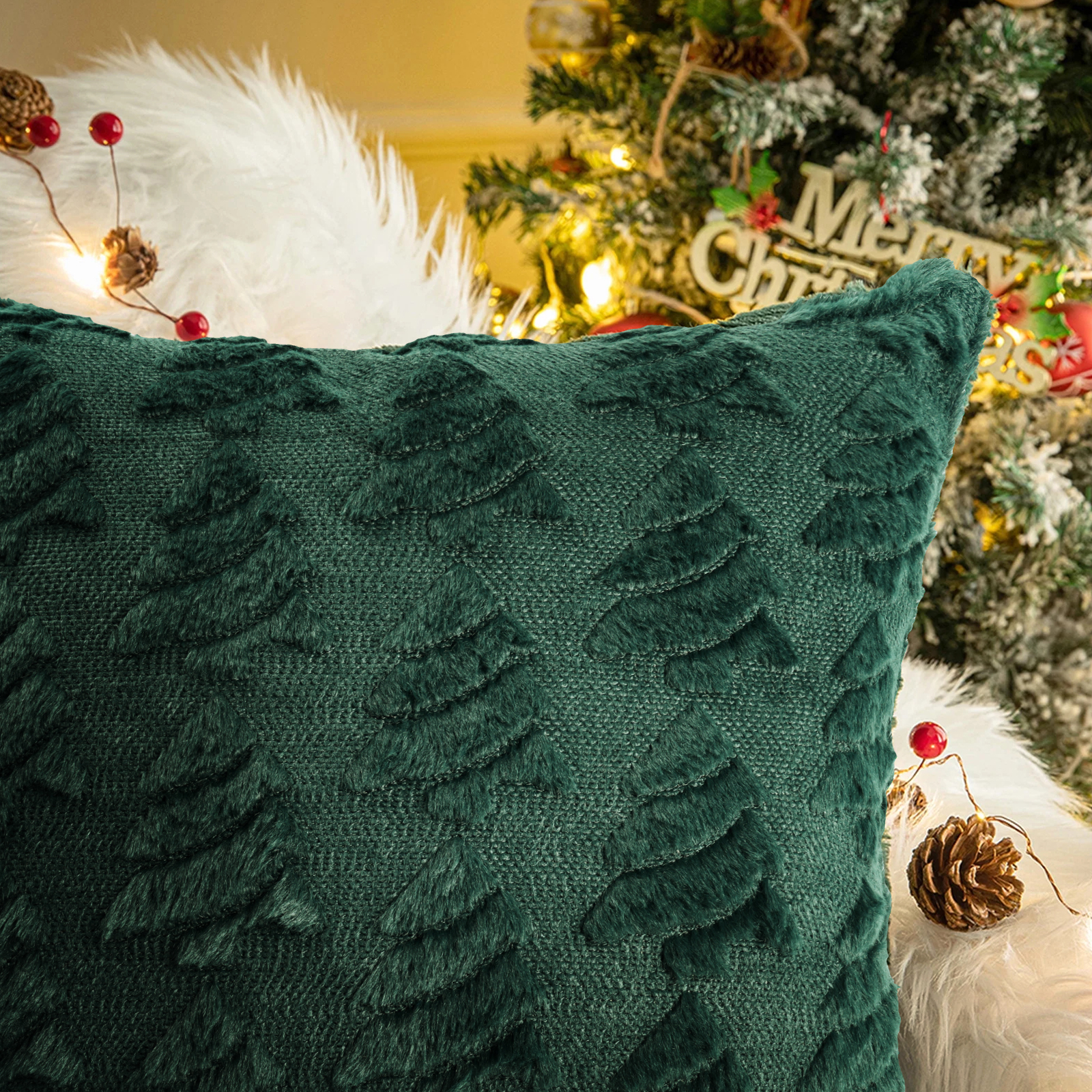 Sanmadrola Christmas Tree Throw Pillow Covers Set of 2 photo 6