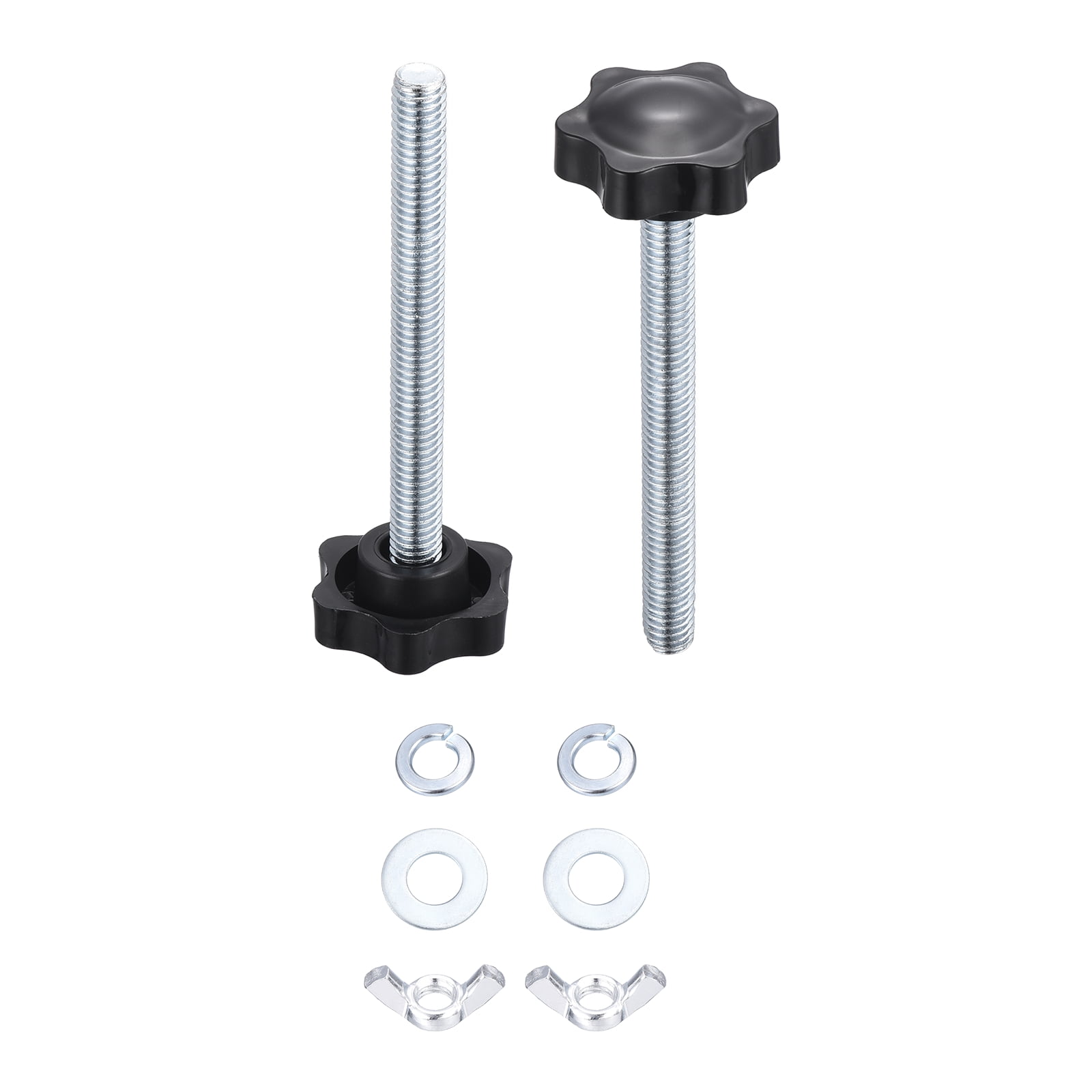 2Pcs 3/8 -16 Star Knobs Plastic Thread Knob W/ T-Nuts & Washers Kit 1.5 Head 3.5 Stud Clamping Knobs Screw Hand Tightening Replacement for Industrial Furniture Tools