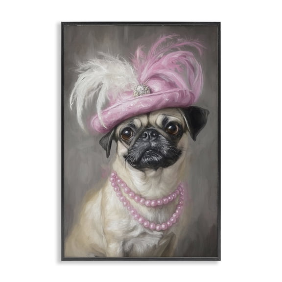 Stupell Industries Lady Pug Portrait Black Framed Giclee Art, design by Tina LeCour