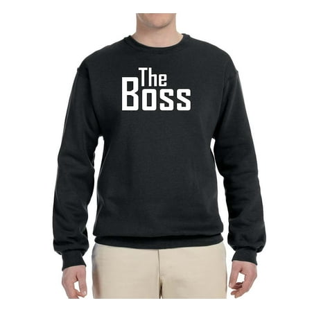 The Boss | Mens Humor Graphic Sweatshirt, Black, Large