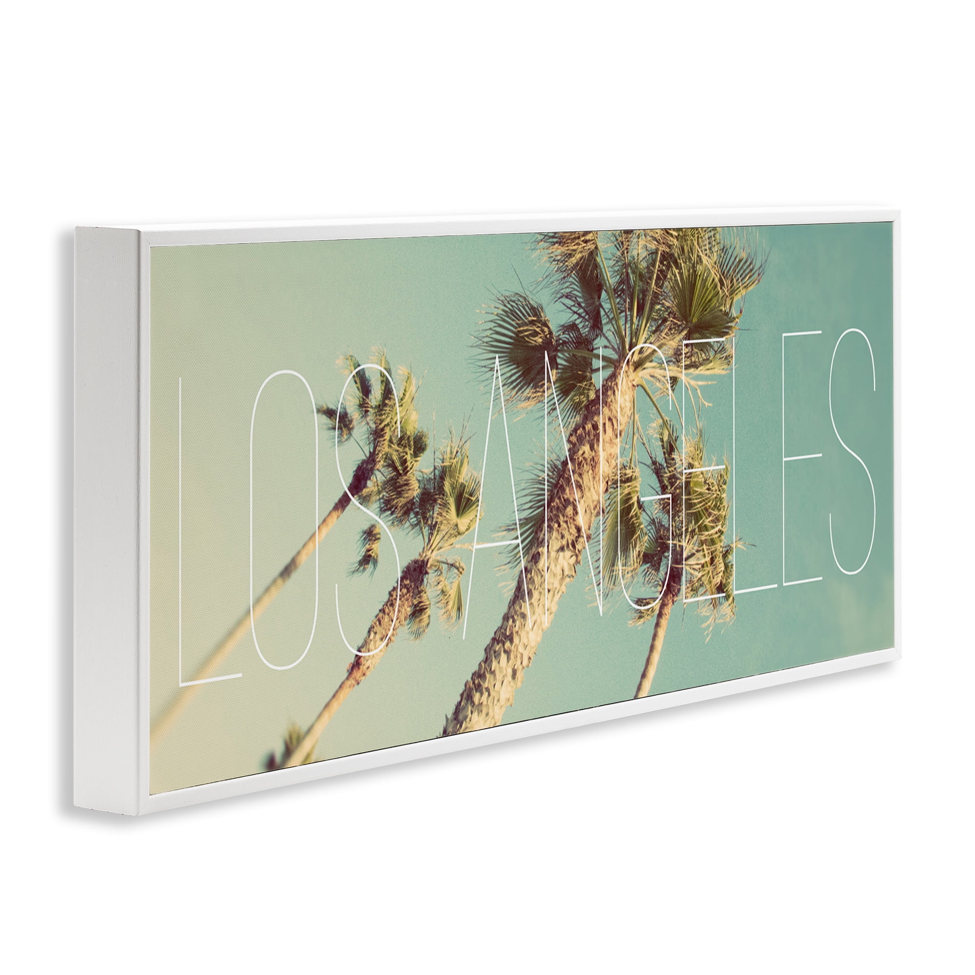 Stupell Industries Los Angeles Palms Town & City Painting White Framed Art Print Wall Art, 30 x 13