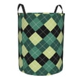 thumbnail image 2 of Daiia Green Squares Round Laundry Basket with Handles Thickened Waterproof Circular hamper,Dirty Clothes Storage Basket for Bedroom,Bathroom,College Dorm-Small, 2 of 8
