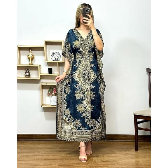 Women’s African Style Maxi Kaftan Kimono Sleeve Free Size Tunic Dress Cover Up Red